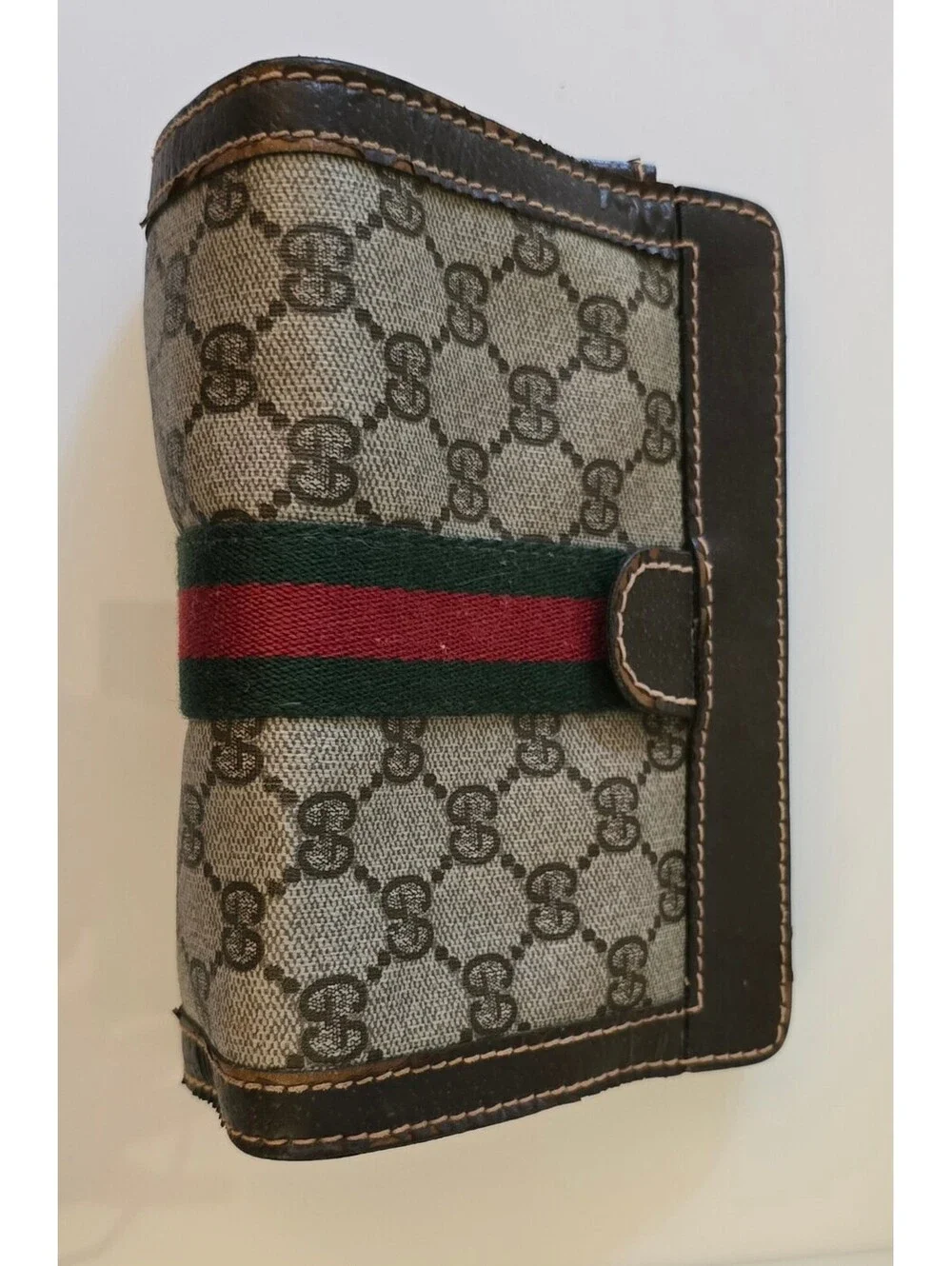Vintage Gucci Parfums GG Monogram Web Stripe Cosmetic Pouch -Authenticated